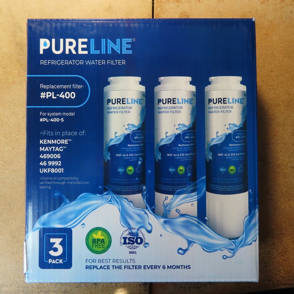 Pureline Refrigerator Water Filter #PL-400; Box of 3